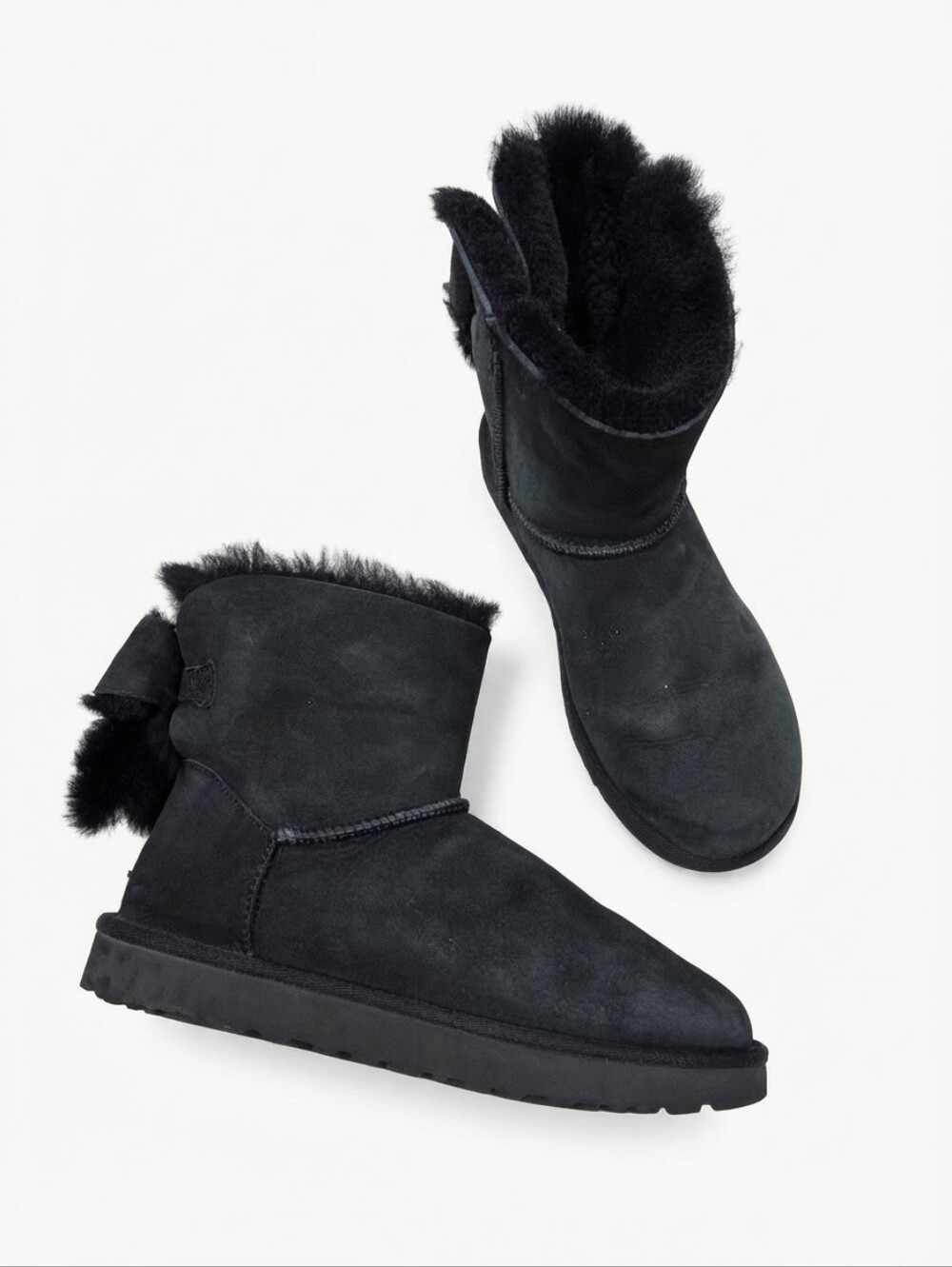 UGG Australia Bailey Bow II Black Suede Bow Winter Boots Women's Size 11